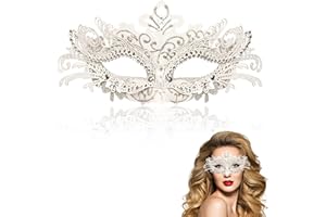 Goenb Masquerade Mask for Women - Venetian Mardi Gras Mask with Metal Rhinestones for Costume Party