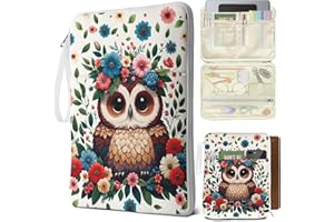QRZIQRZ Owls Book Sleeve Book Pouch, PU Leather Waterproof Kindle Pouch, Cute Book Protector Case with Zipper, 12.6"x 9.4" Print Portable Book Cover Bag for Book Lovers Gifts Paperbacks Bibles