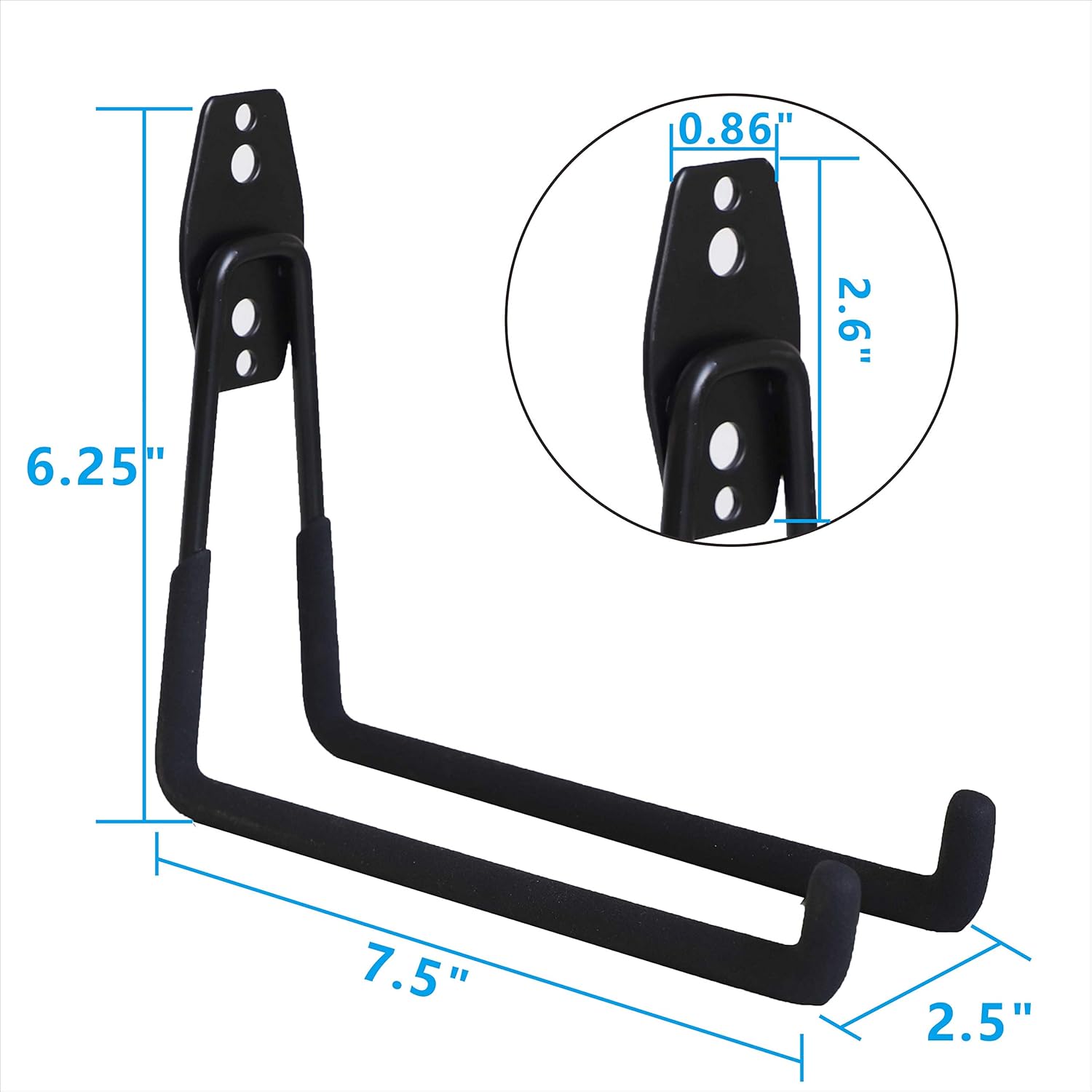 Garage Hooks, 4 Pack Wall Mount Storage Hanger with 2 Extension Cord Holder Organizer, Heavy-Duty 7.5 inch Long Hooks for Ladder, Ski, Sports, Utility, Garden Tool, Hose Storage Rack Organization - - 