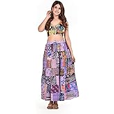 Vini Indian Clothing Hippie Patch Work Boho Best Women Summer Beach Maxi Skirt with Right Hand Side Pocket for Women and Girls, One Size-X-Large Long