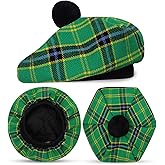 EZE Scottish Hat for Men Tam o' Shanter Flat Bonnet Kilt Hat Acrylic Wool Traditional Cap in Various Tartans