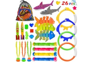 KMUYSL 26 Pcs Diving Pool Toys for Kids, Swimming Underwater Pool Toys for Ages 4-8, Summer Beach Toys Set for 3-12 Years Old, Dive Throw Toy for Pool, Beach, Bathroom and Party