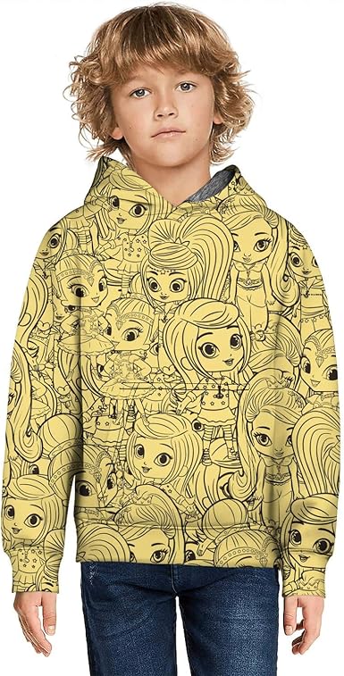 Amazon Com Leah Blonde Hair Pink Genie Kids Pullover Sweatshirt
