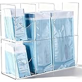 SEANADO Sterilization Pouch Organizer &ndash; 4-Compartment Acrylic Dispenser Holder, Wall Mount or Desktop Rack for All Size Sterilization Pouches