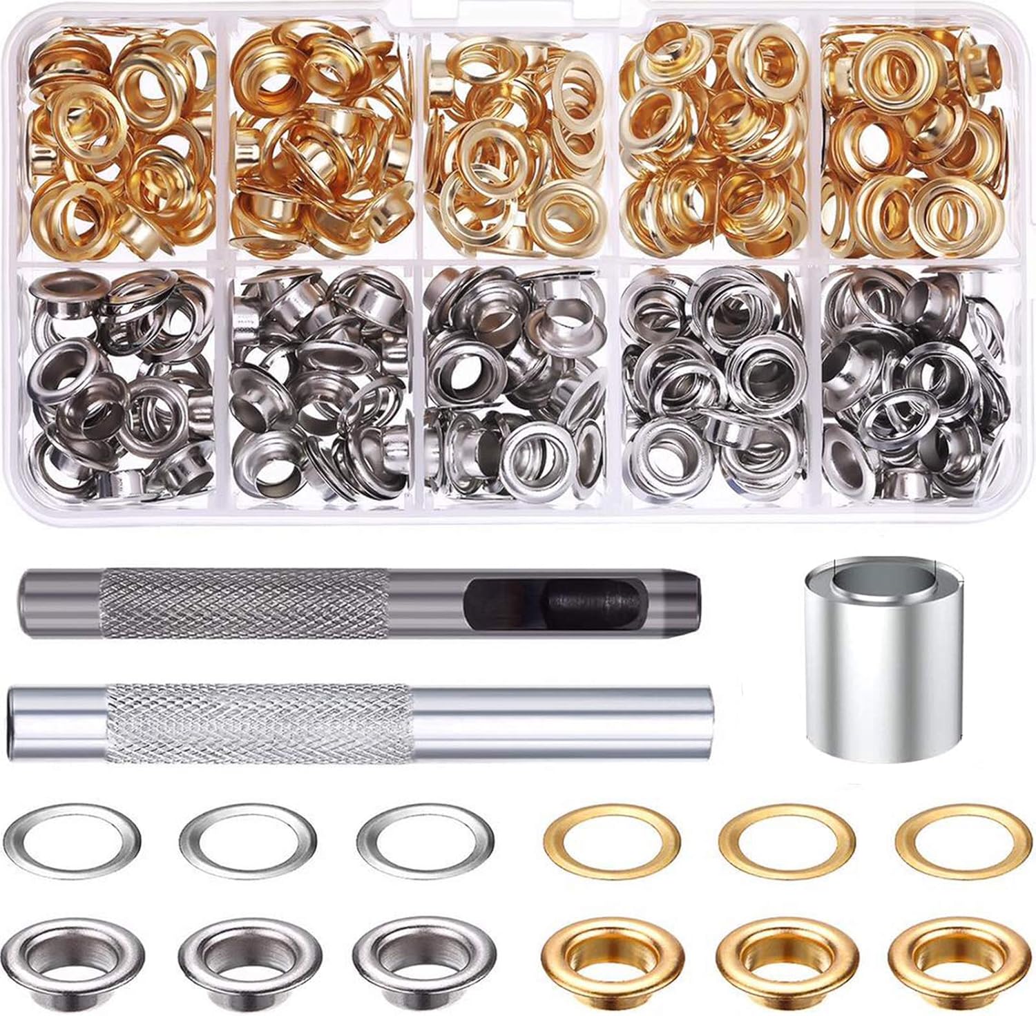 Lasport Grommet Tool Kit, 120 Sets 1/2 Inch Grommets Eyelets with 3Pcs