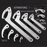 ATNHYING 12pcs Adjustable Spanner Wrench Sets with Replaceable Head, C-Shape Pin Hook Wrench Tools for Pipes Heating Cars, Castle Buffer tube Nut Coilover Wrench for Suspension System, 3/4" to 6-1/10"