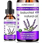 Bakuchiol Oil Organic - 2 fl.oz Natural Bakuchiol Serum for Face, Vegan Retinol Alternative with Squalane, Sensitive Skin Safe Reduces Fine Lines & Wrinkles, Soothes Irritated Skin