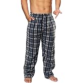 Active Club Mens Fleece Pajama Pants - Plaid Mens Pajama Bottoms - Mens Lounge Pants with Pockets (S - 3X)