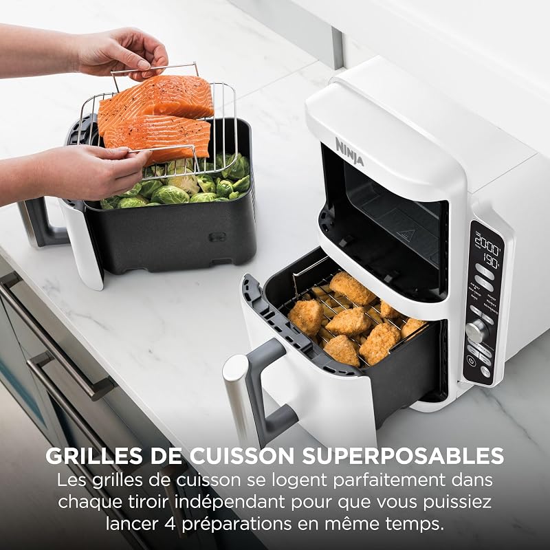 Double Stack XL Air Fryer, Friteuse sans huile Verticale, Blanc