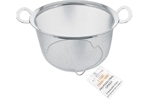 U.S. Kitchen Supply 3 Quart Stainless Steel Mesh Net Strainer Basket with a Wide Rim, Resting Feet and Handles - Colander to Strain, Rinse, Fry, Steam or Cook Vegetables & Pasta