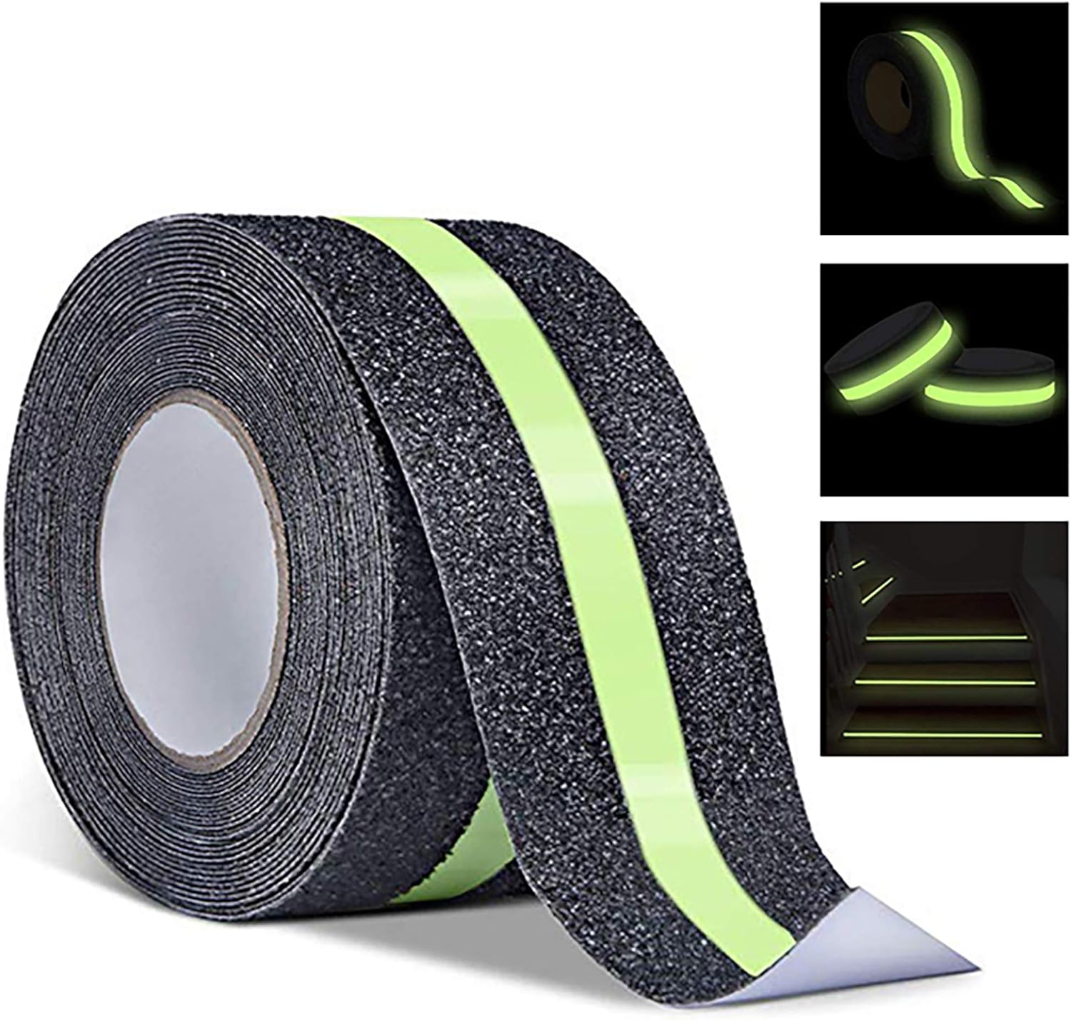 Anti Slip Safety Grip Tape 2inx30ft Green Glowing in The Dark Non Skid Stage Safety Tape High Traction Grit Stairs Tape Hazard Caution Warning Tape for Steps (2"×30', Green&Black): Home Improvement