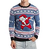 Runhit Ugly Christmas Sweater Men Unisex Crew Neck Knitted Ugly Christmas Sweater Women Funny Pullover for Holiday