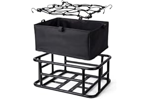 RoakyRoasy Electric Bike Rear Basket Heavy Duty Steel Frame with Net and Liner, 23L Large Capacity Back Rack Mounted Cargo Ca