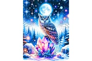igoodom Owl Diamond Painting Kits for Adults, DIY Owl Moon Diamond Art Kits for Beginners, Full Drill Gem Art for Home Leisure and Wall Decoration 12x16 Inch