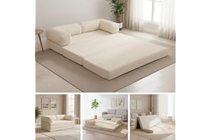 NLDD Convertible Sofa Bed Queen,5-in-1 Folding Boneless Couch Corduroy Futon Sofa Bed,Tri-Fold Mattress with Removable Armrests & Handle,Sleeper with Pull Out Bed for Small Space Living Room Bedroom