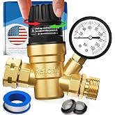 Renator RV Water Pressure Regulator for RV Camper. Brass Lead-free Adjustable Water Pressure Regulator with Gauge for Camper