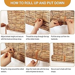 DoubleFill 2 Pcs Bamboo Shades Outdoor Reed Roll Up