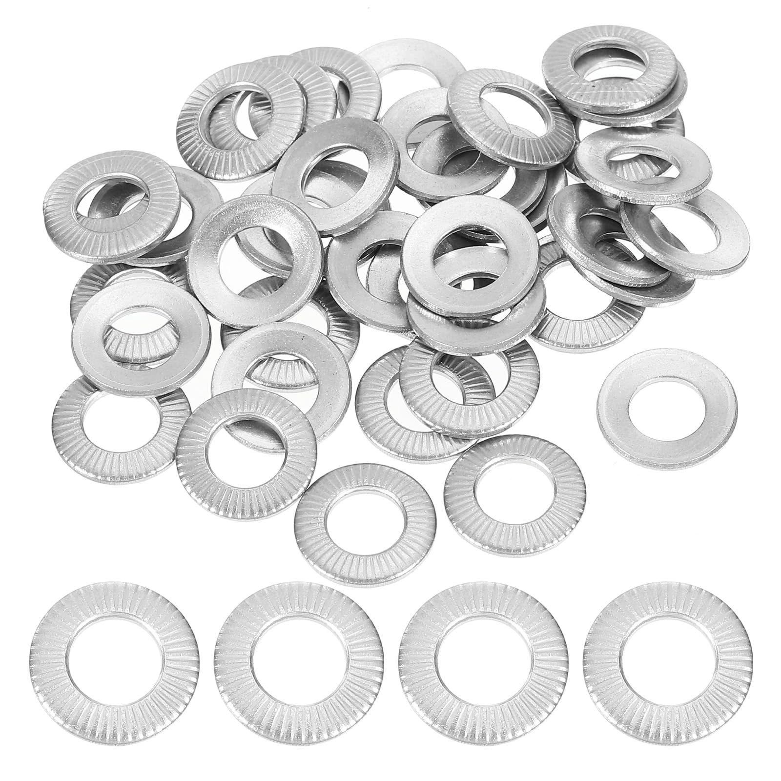 PATIKIL 304 Stainless Steel Flat Washers, 100 Pack M6x12mm Belleville Spring Disc Washer Conical Knurled Metric Gasket for Automotive Industrial Construction