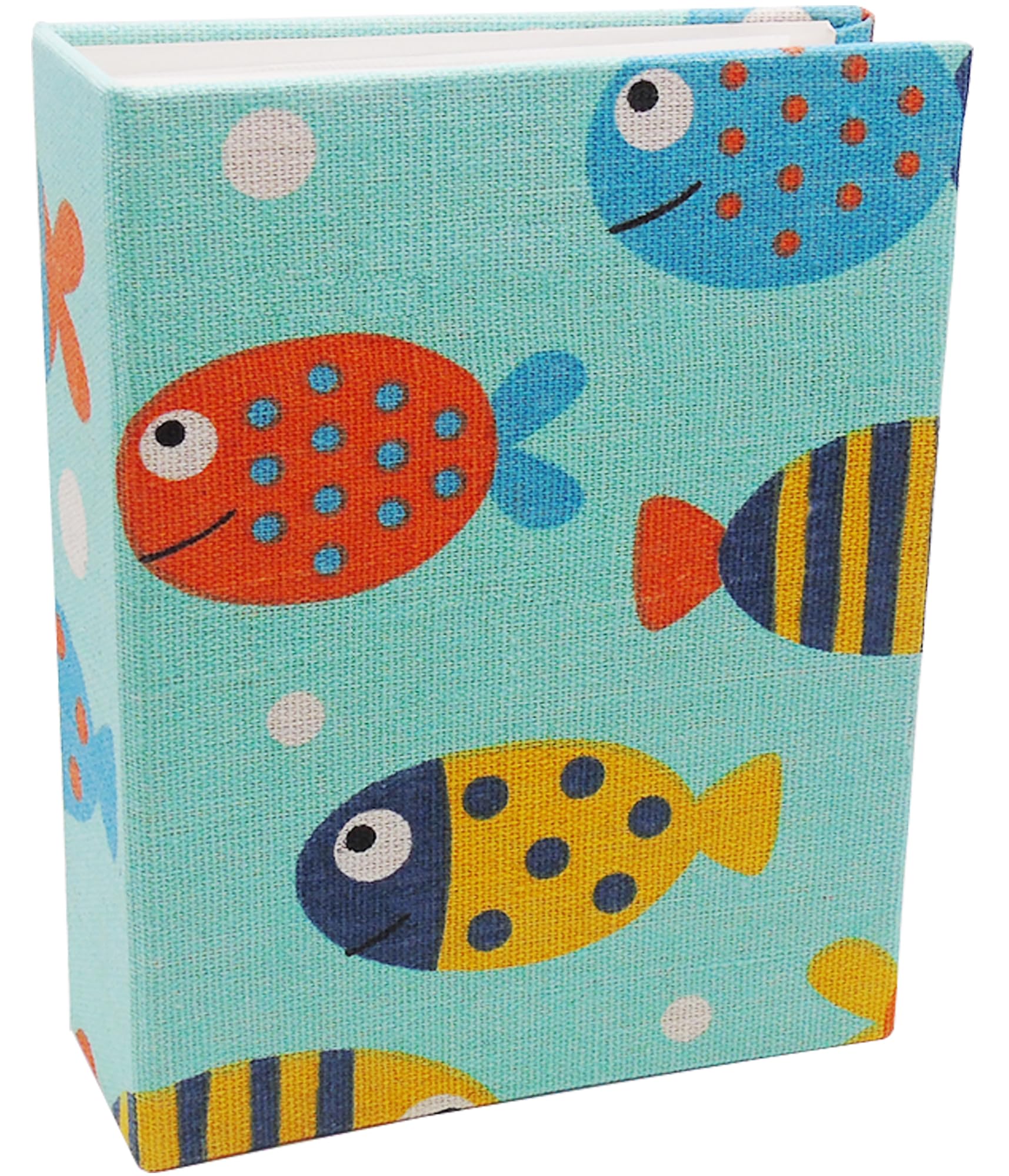 Dankeler Small Photo Album for Kids, 100 Pockets 4x6 Bookshelf Baby Picture Album, Slip-in Linen Cover Photo Book for Family(Fish)