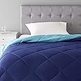 Amazon Basics Reversible Microfiber Comforter Blanket - Twin/Twin XL, Navy / Sky Blue