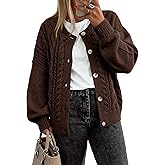 BTFBM Chunky Cardigan Sweaters for Women Fall Fashion 2025 Button Long Sleeve Loose Cable Knit Winter Coats Outerwear