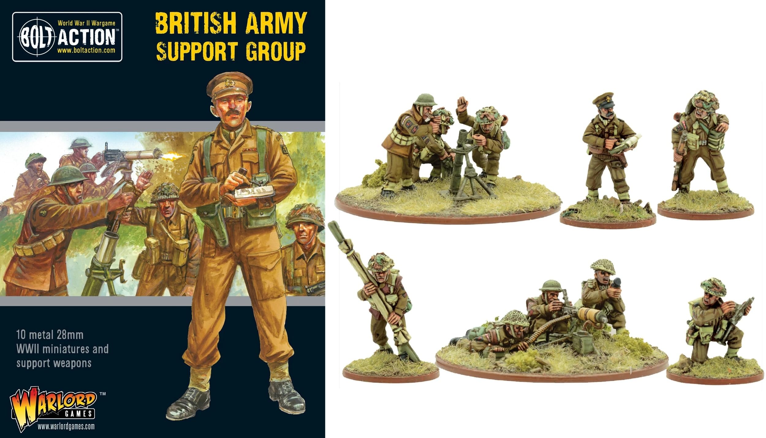 Warlord Games British Army support group - 28mm Scale Metal Miniatures for Bolt Action Highly Detailed World War 2 Miniatures for Table-top Wargaming
