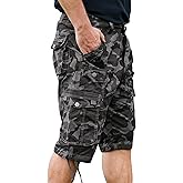 JAWERU Cargo Shorts for Men Multi Pockets Mens Shorts Below Knee Casual Hiking Summer Shorts