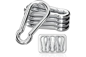 sprookber 316 Stainless Steel Carabiner Clip, Marine Grade Heavy Duty Spring Snap Hook for Outdoor, Boat, Hammock, Set of 5