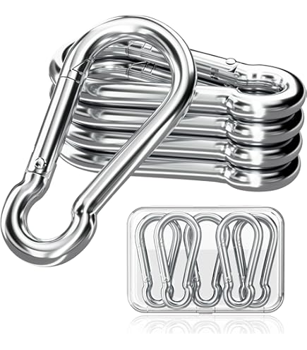 KOHAND Lot de 12 mousquetons à ressort M6 en acier inoxydable, très résistants, connecteur rapide en métal, pour camping, randonnée, pêche, capacité