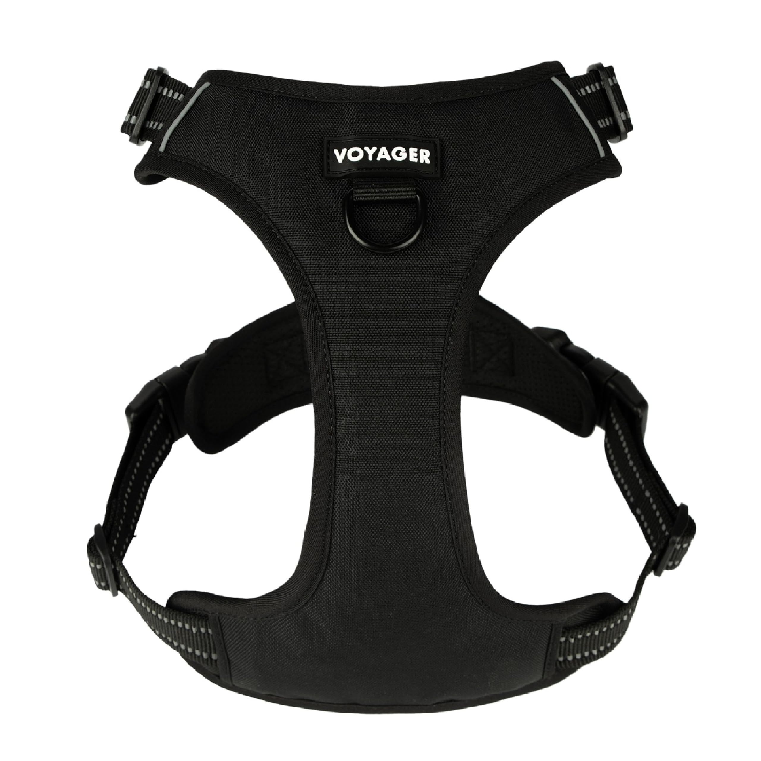 Voyager Dog Harness Dual Leash Attachment No-Pull Control Adjustable Soft but Strong Pet Harness for Medium and Large Dogs with 3M Reflective Technology - Black, M (Chest: 20 - 25")