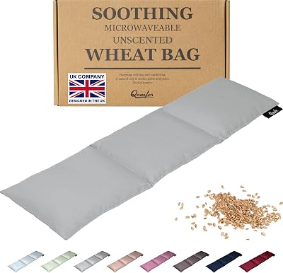 Qomfor Microwavable Wheat Bag Light Grey 3-Chamber 46x12 cm 700g