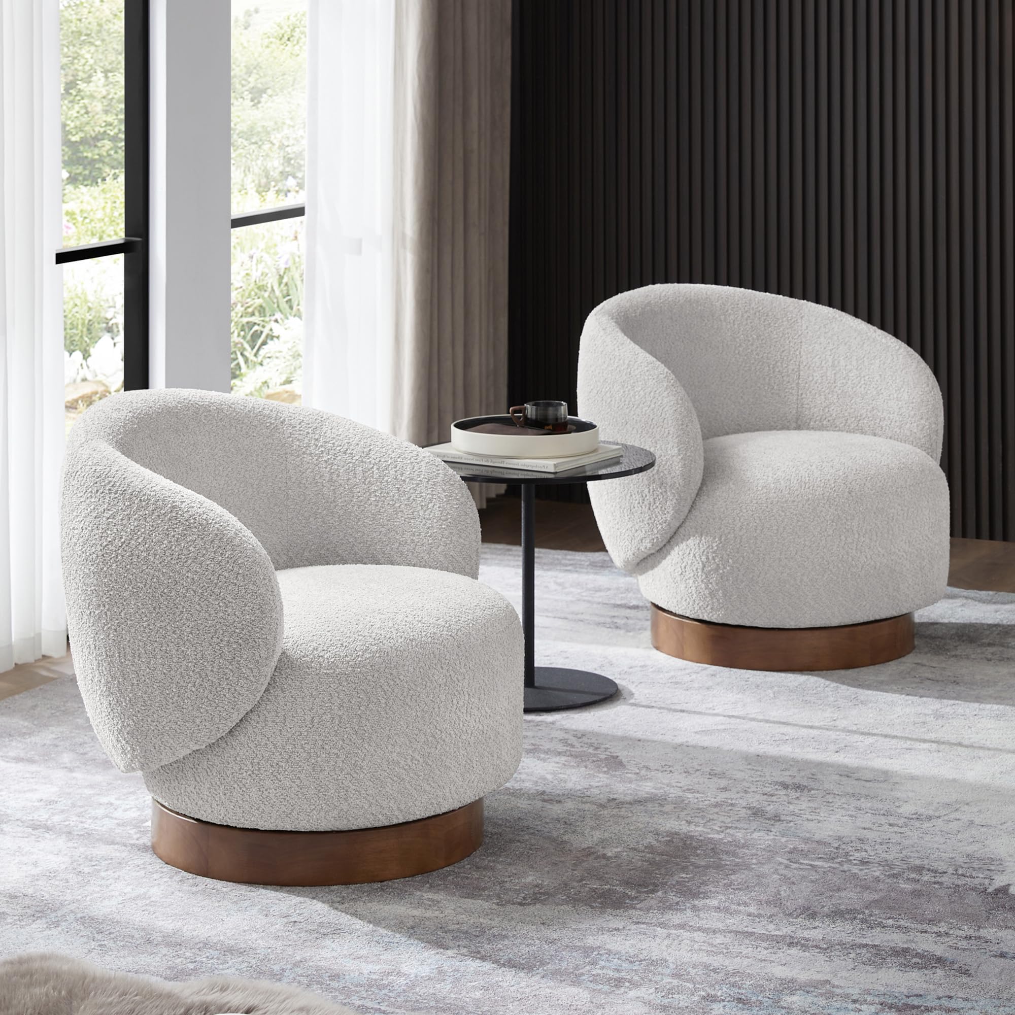Photo 1 of ***ONLY ONE****KISLOT Swivel Accent Chair Round Barrel Armchair Upholstered Performance Fabric for Living Room Bedroom Waitingroom,1PCS,Light Grey