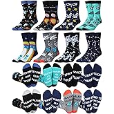 Cutecrop 8 Pairs Funny Space Socks for Men Novelty Star Galaxy Crew Socks Space Astronaut Alien Lover Gifts Birthday Holiday National Aviation Day Gifts