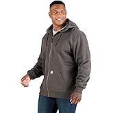 Berne Men's Heritage Grid Fleece-Lined Full-Zip Hoodie Sweatshirt, Large Tall, Graphite Heather
