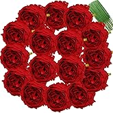 FagusHome 25 Pcs Silk Peony Artificial Flower Heads 4 inch Fake Peony Flowers Heads with Stems Artificial Peony Flower Heads in Bulk Wholesale for Wedding Home Decor (Red)