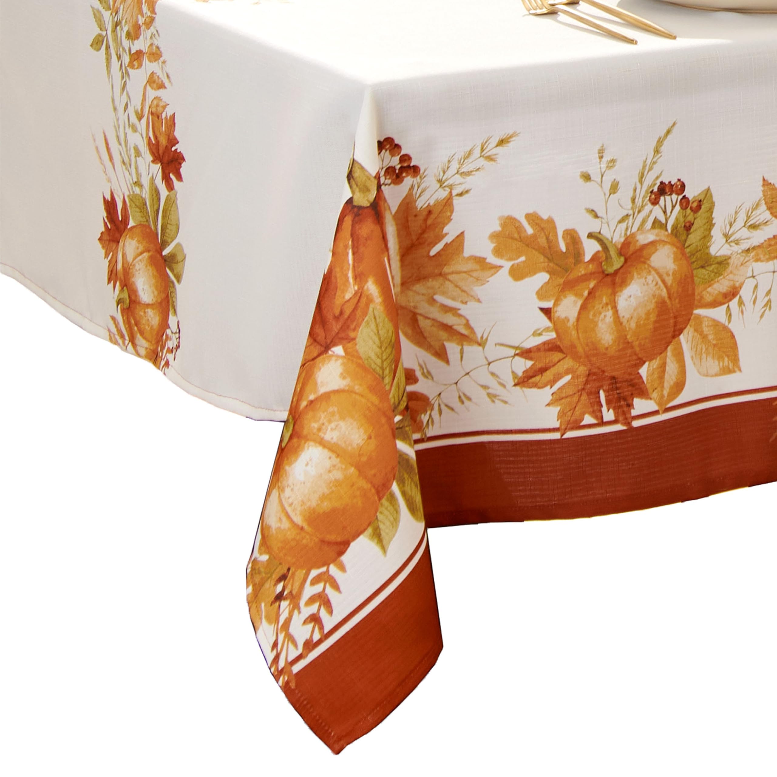 Elrene Home Fashions Autumn Pumpkin Grove Tablecloth, 60"x84" Rectangle, Multi Color