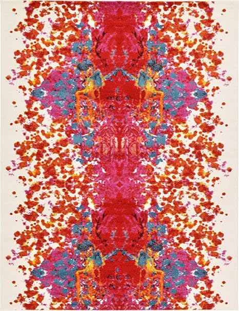 Alfombra de área Moderna con Pintura Abstracta de 3 pies x 3 pies y 3 pies