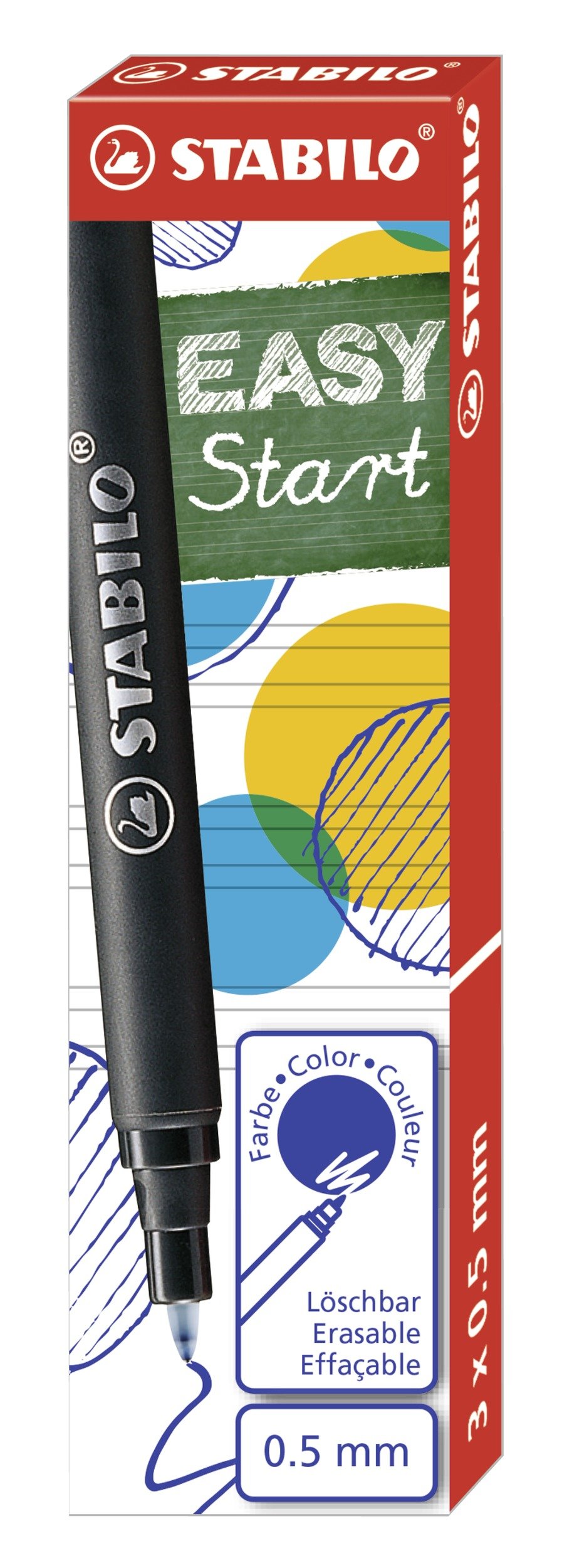 STABILO EASYoriginal Ergonomic Rollerball Refill - Pack of 3 - Blue