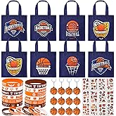 SNLN 12Sets Basketball Party Favors Birthday Supplies Boy Kid, Tote Bag Silicone Bracelet Keychain Tattoo Sticker Basketball Favors Pinata Filler Goodie Bag Stuffers Basketball Birthday Party Supplies