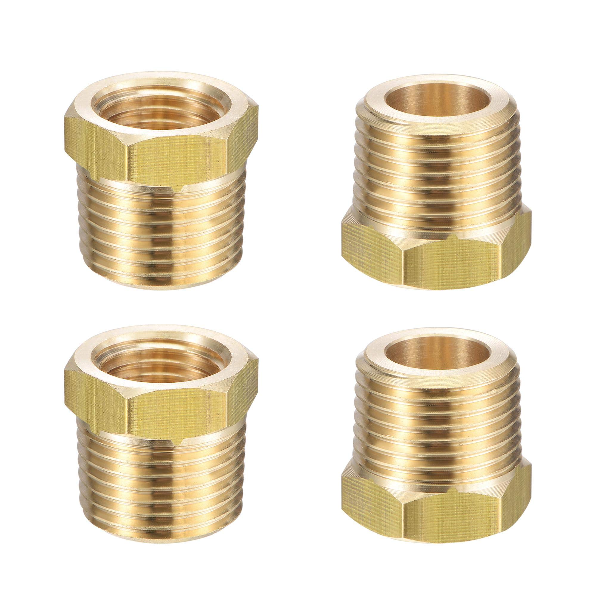 sourcing map Brass Pipe Fitting Reducer Adapter 3/8" NPT Male x 1/4" NPT Female for Water Oil Air Pressure Gauge Temp Sensor, 4pcs