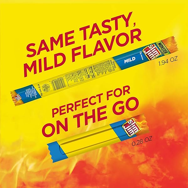 SLIM JIM SMOKED MEAT STICKS, MILD FLAVOR, 6G PROTEIN PER SERVING, SNACK SIZE, LUNCHBOX SNACK, 0.28 OZ. (14 COUNT)