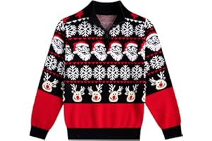 ADUKIDE Boys Christmas Ugly Sweaters Size 3-10T Xmas Kids Pullover Sweater 1/4 Zip Half Turtleneck Jumper
