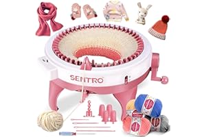 ROHSCE Sentro Knitting Machine 48 Needles with Row Counter, Smart Weaving Loom Round, Board Rotating Double, Crochet Loom Knitting Machine for Adults and Kids, Kit for Hat, Scarves, Gloves, Socks.