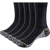 YUEDGE Mens Socks Moisture Wicking Training Athletic Cushioned Crew Socks Anti-Odor Work Socks For Men, 5 Pairs
