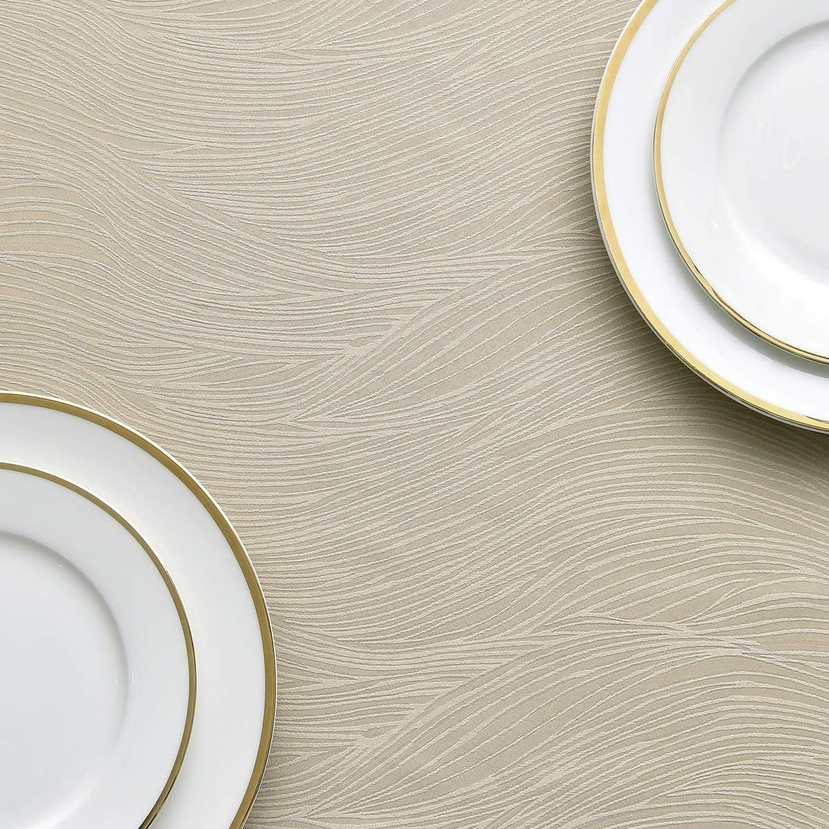 maxmill Square Table Cloth Swirl Pattern Spillproof Wrinkle Resistant Oil Proof Heavy Weight Soft Tablecloth for Kitchen Dinning Tabletop Outdoor Picnic Square 52 x 52 Inch Beige: Home & Kitchen