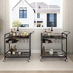 LAATOOREE Bar Cart, Two-Color Home Bar Serving