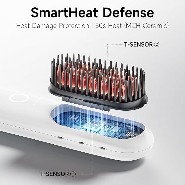 SUFU CORDLESS HAIR STRAIGHTENER BRUSH – 9000MAH BATTERY & AUTO-SHUTOFF, PORTABLE HAIR BRUSH FOR TRAVEL，500M NEGATIVE IONS, UPGRADED 4-ROW TEETH,STRAIGHTENS FASTER & SMOOTHER,GIFT FOR WOMEN
