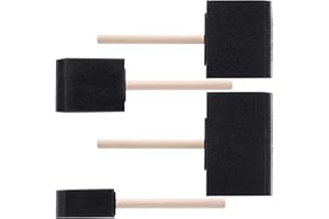 VARMDUKKE 4PCS Foam Paint Brushes, 1", 2", 3", 4" Sponge Brushes for Painting, Easy Grip Sponges with Wooden Handles for Varnishes, Staining, DIY Crafts - Black