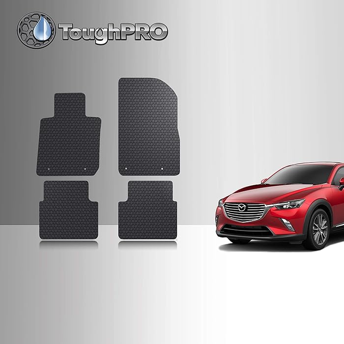 TOUGHPRO Floor Mat Accessories Set (Front Row + 2nd Row) Compatible with Mazda CX-3 - All Weather - Heavy Duty - (Made in USA) - Black Rubber - 2016, 2017, 2018, 2019