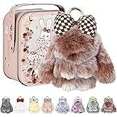 GlamSpark Bunny Keychain with Tin Box, Cute Keychain Gift, Soft Bunny Keychain Accessories for Women